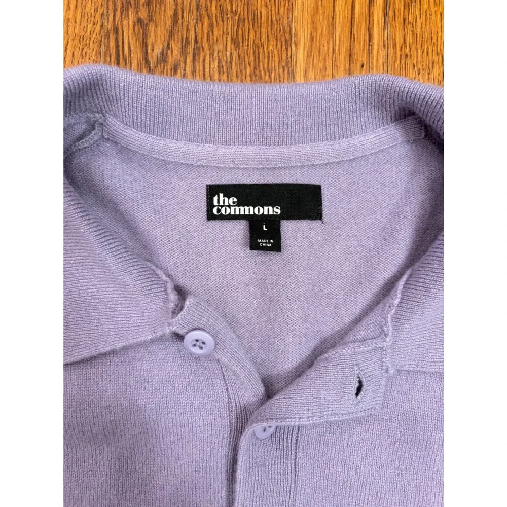 The Commons Mens 100% Cashmere Short Sleeve Polo Sweater Purple Ash Large